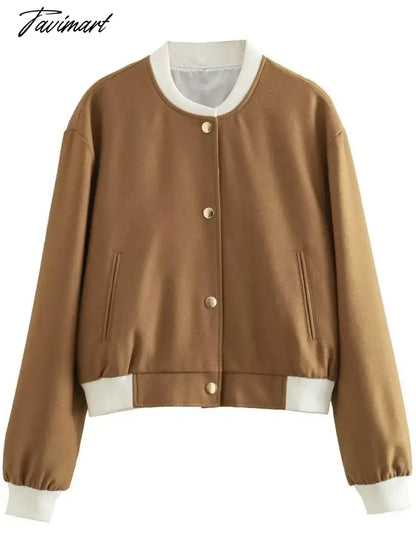 Tavimart Spring Autumn Short Jacket Women Slim Long Sleeve Single Breasted Crop Top Woman Casual Jackets