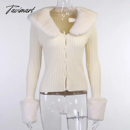 Tavimart Sweater Cardigan Women Autumn Winter Sweater Coat Knitted Cardigan Jacket Casual Beige Long Sleeve Outwear Party