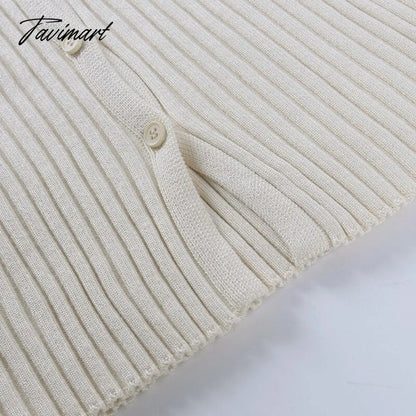 Tavimart Sweater Cardigan Women Autumn Winter Sweater Coat Knitted Cardigan Jacket Casual Beige Long Sleeve Outwear Party