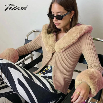 Tavimart Sweater Cardigan Women Autumn Winter Sweater Coat Knitted Cardigan Jacket Casual Beige Long Sleeve Outwear Party