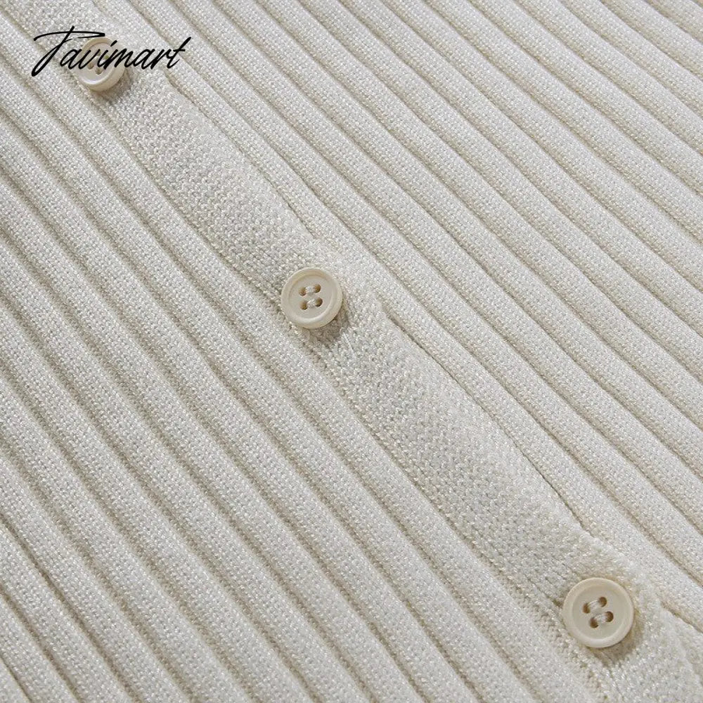 Tavimart Sweater Cardigan Women Autumn Winter Sweater Coat Knitted Cardigan Jacket Casual Beige Long Sleeve Outwear Party