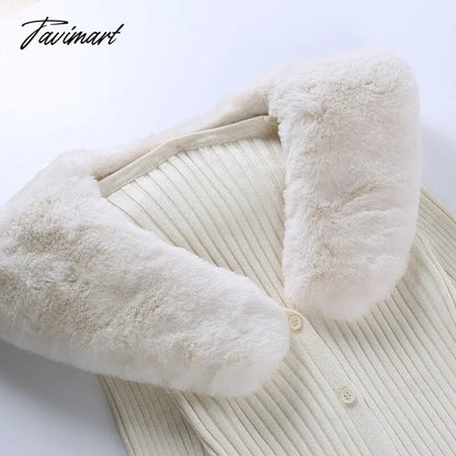 Tavimart Sweater Cardigan Women Autumn Winter Sweater Coat Knitted Cardigan Jacket Casual Beige Long Sleeve Outwear Party