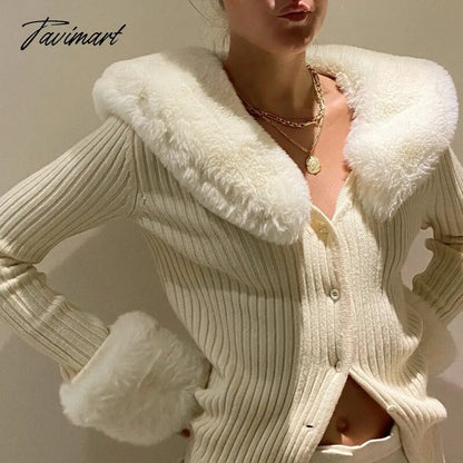 Tavimart Sweater Cardigan Women Autumn Winter Sweater Coat Knitted Cardigan Jacket Casual Beige Long Sleeve Outwear Party