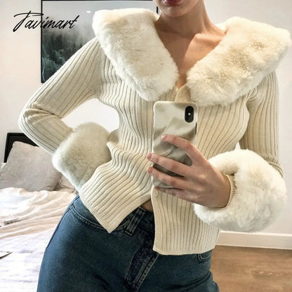 Tavimart Sweater Cardigan Women Autumn Winter Sweater Coat Knitted Cardigan Jacket Casual Beige Long Sleeve Outwear Party