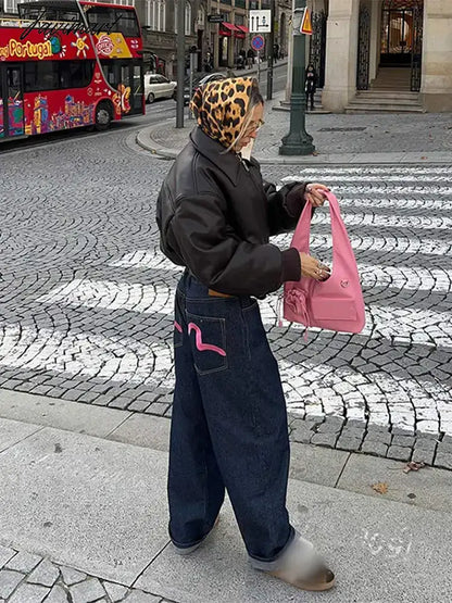 Tavimart Vintage Lapel Collar Pu Leather Short Jacket Women Chic Long Sleeve Zipper Cropped Coats 2025 New Fashion Female Street Outwears