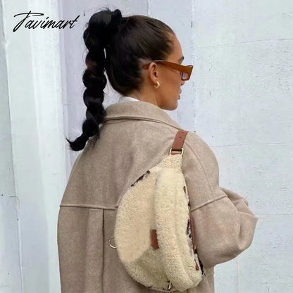 Tavimart Vintage Women's Camel Woolen Jackets Spring-Autumn Pocket Drop Shoulder Sleeve Coat Ladies Loose Streetwear Chic Outwear