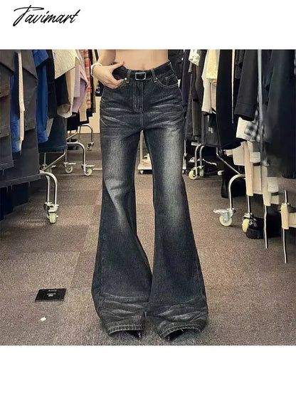 Woman Low Waist Jeans Wide Leg Denim Zipper Pants Classical Trousers Korean Cargo All-match Pants Design Bell Gyaru Bottoms