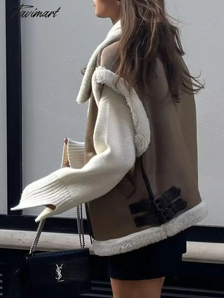 Tavimart Women Autumn New Fashion Fur In One Waistcoat Vintage Sleeveless Female Vest Coat Chic Tops