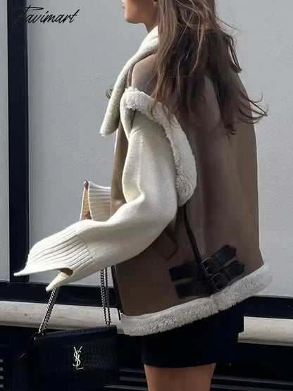 Tavimart Women Autumn New Fashion Fur In One Waistcoat Vintage Sleeveless Female Vest Coat Chic Tops