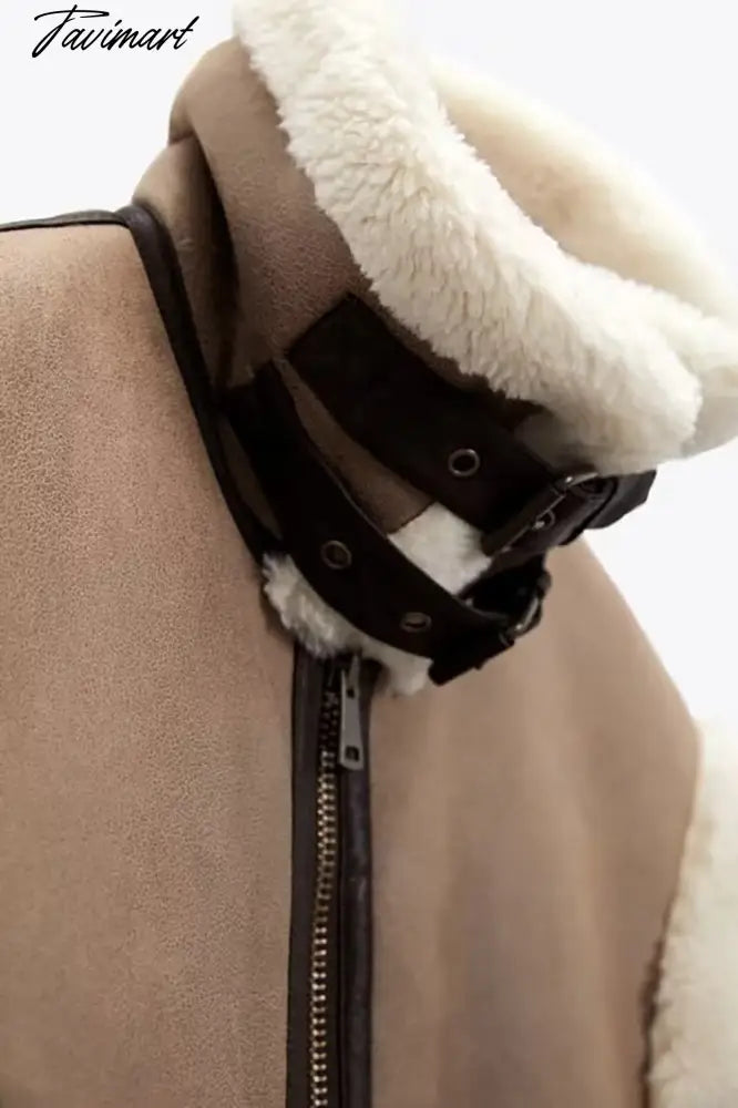 Tavimart Women Autumn New Fashion Fur In One Waistcoat Vintage Sleeveless Female Vest Coat Chic Tops