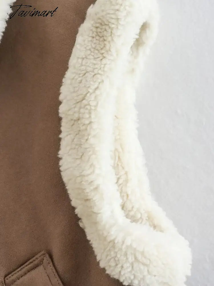 Tavimart Women Autumn New Fashion Fur In One Waistcoat Vintage Sleeveless Female Vest Coat Chic Tops