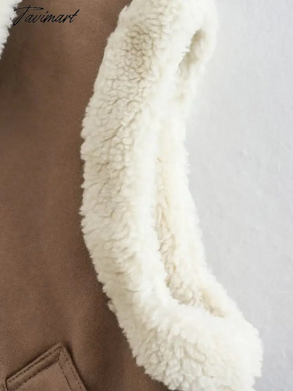 Tavimart Women Autumn New Fashion Fur In One Waistcoat Vintage Sleeveless Female Vest Coat Chic Tops