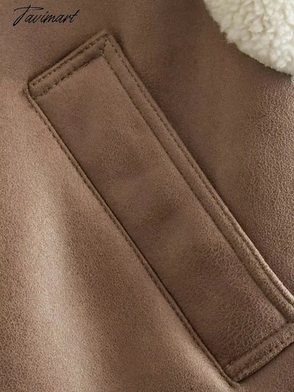 Tavimart Women Autumn New Fashion Fur In One Waistcoat Vintage Sleeveless Female Vest Coat Chic Tops