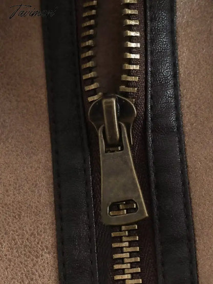 Tavimart Women Autumn New Fashion Fur In One Waistcoat Vintage Sleeveless Female Vest Coat Chic Tops