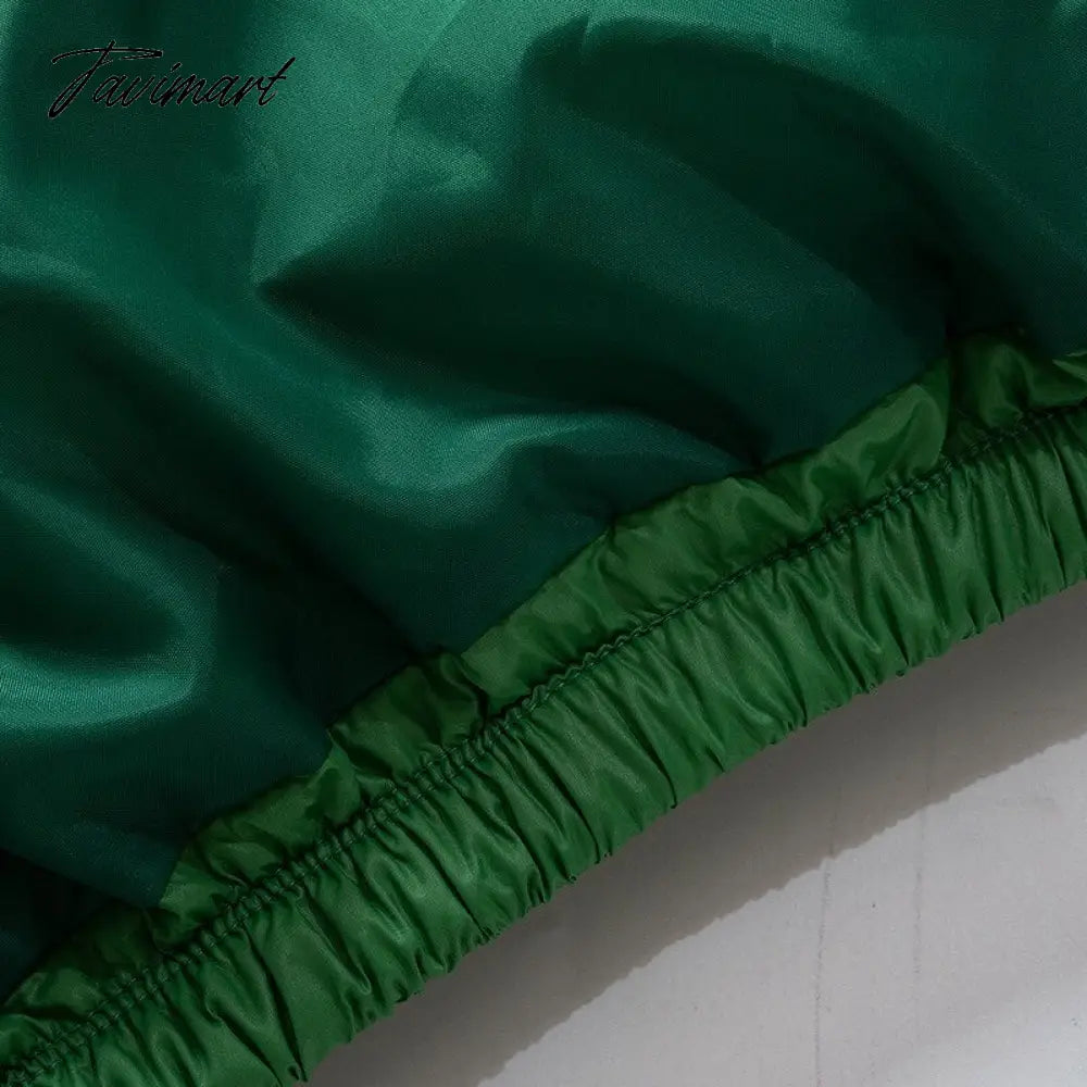 Tavimart Women Fashion Patchwork Loose Bomber Jacket Coat Y2K Vintage Long Sleeve Zipper Warm Parkas Female Outerwear Winter Women Coats