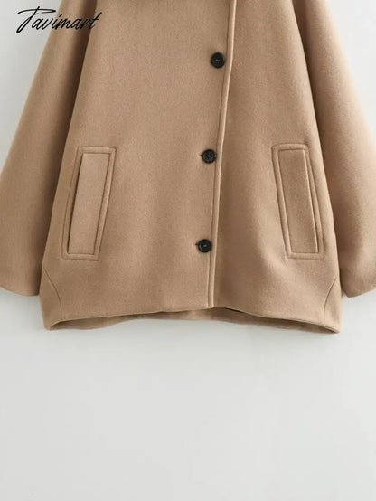 Tavimart Wool Blends single Breasted Women Jacket Coats Long Sleeved Warm Jacket Coat Autumn Winter Fashion Ladies Outwears