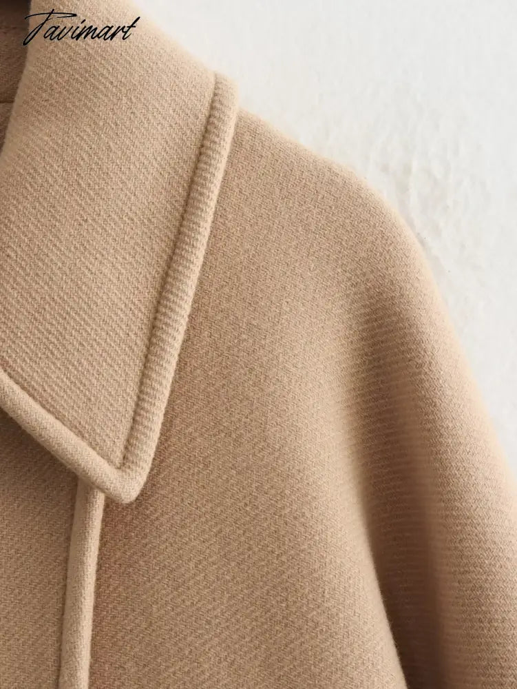Tavimart Wool Blends single Breasted Women Jacket Coats Long Sleeved Warm Jacket Coat Autumn Winter Fashion Ladies Outwears
