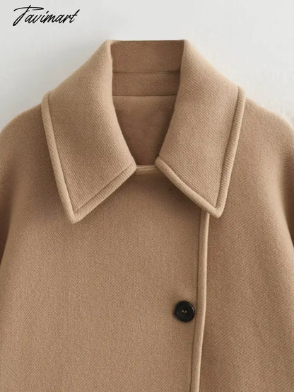 Tavimart Wool Blends single Breasted Women Jacket Coats Long Sleeved Warm Jacket Coat Autumn Winter Fashion Ladies Outwears