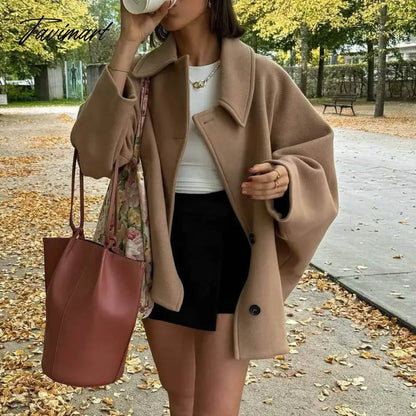 Tavimart Wool Blends single Breasted Women Jacket Coats Long Sleeved Warm Jacket Coat Autumn Winter Fashion Ladies Outwears
