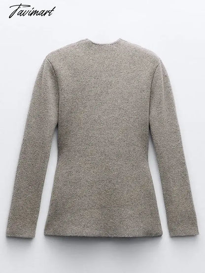 Tavimart Woolen Coats Women Vintage Wool Blends Jacket Autumn Female Casual V-neck Long Sleeve Outerwear Lady Elegant Fashion Loose Coats