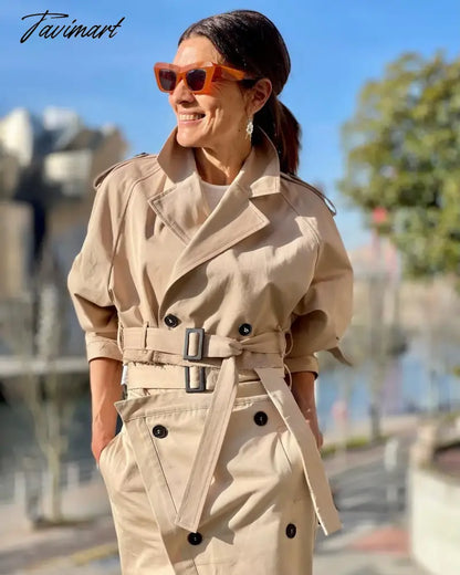 Tavimart Y2K New European and American Style Women's Short Cut Windbreaker Belt Coat Jacket Women