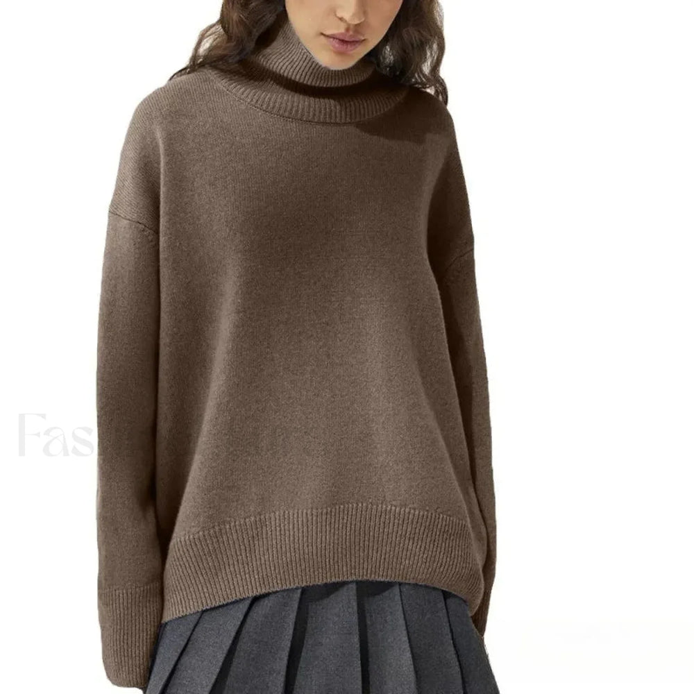 Turtleneck Long Sleeve Knit Pullover Autumn Winter Women’s Clothing Trend Loose Lazy Sweater BLACK / One Size Sweaters L