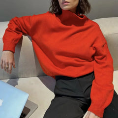 Turtleneck Long Sleeve Knit Pullover Autumn Winter Women’s Clothing Trend Loose Lazy Sweater BLACK / One Size Sweaters L