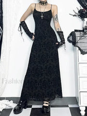 Velvet Cami Strap Party Club Bodycon Maxi Vintage Sleeveless Camisole Dress