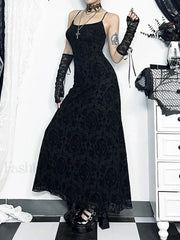 Velvet Cami Strap Party Club Bodycon Maxi Vintage Sleeveless Camisole Dress