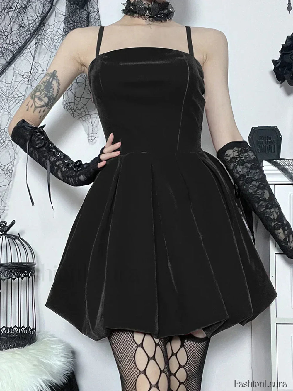 Velvet Solid Shirring High Waist Straps A Line Party Mini Elegant New Year Dress