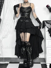 Victorian Inspired SteamRetro Gothic Hi Low Lace Party Skirt