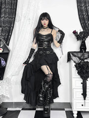 Victorian Inspired SteamRetro Gothic Hi Low Lace Party Skirt