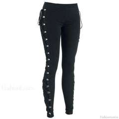 Vintage Gothic Lace Up Slim Halloween Pants