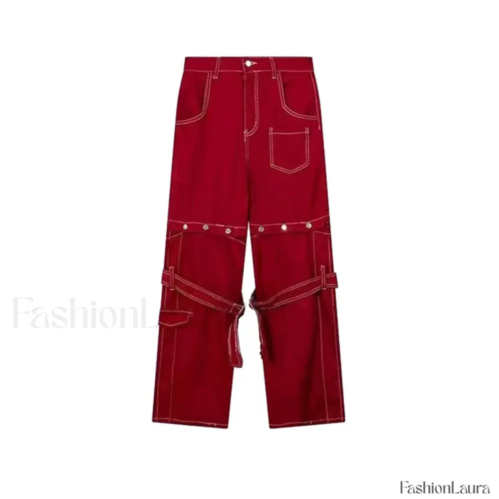 Vintage Red Pants for Halloween Celebrations Red / S