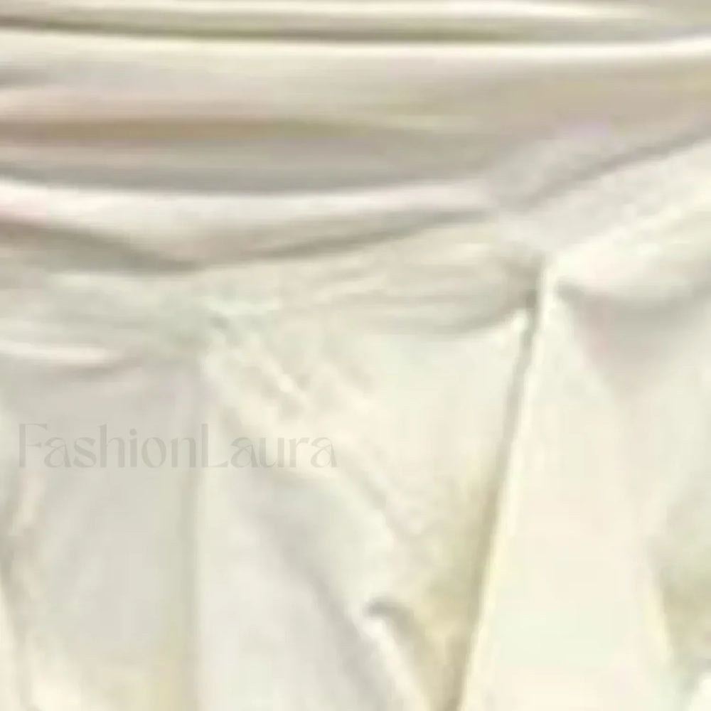 Women Solid Tie Up Drawstring Color Irregular Mini Summer Ruffles Gothic Ruched Skirt WHITE / S