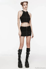 Women’s Chinese Style Keel Embroidered Asymmetric Long Gothic Dark Style BK-RD Skirt BLACK / S