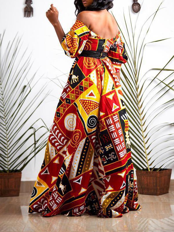 Multicolor Backless High Slit Dress