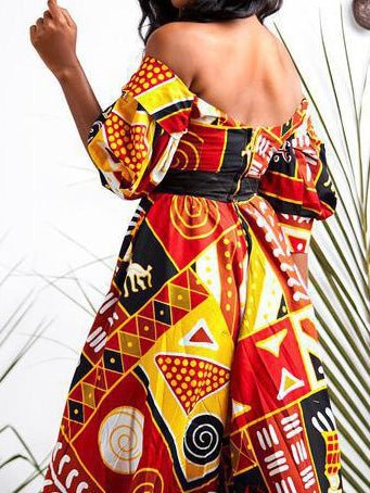 Multicolor Backless High Slit Dress