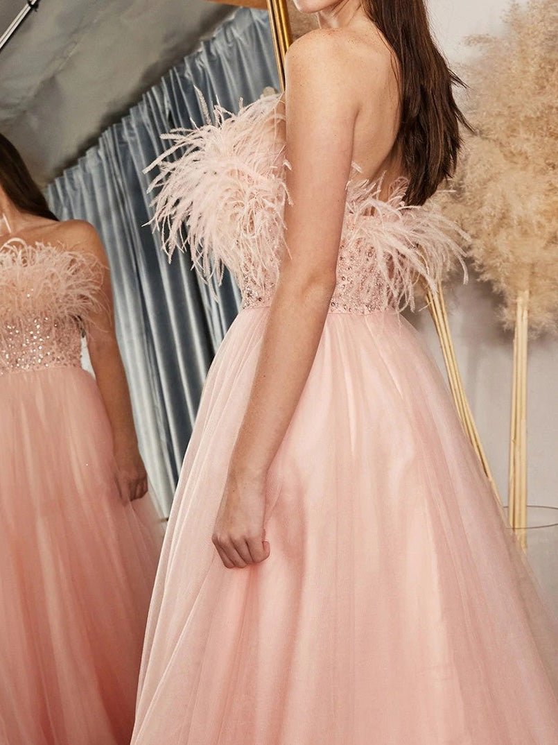 Feather Sequin Panel Mesh Dress