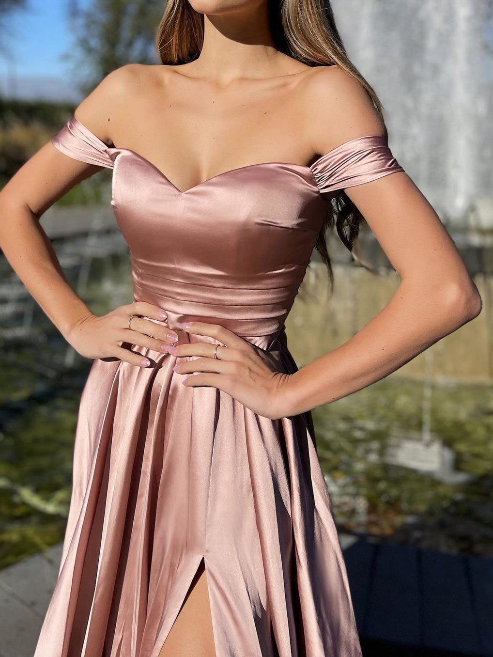 One-Shoulder Split Swing Dress