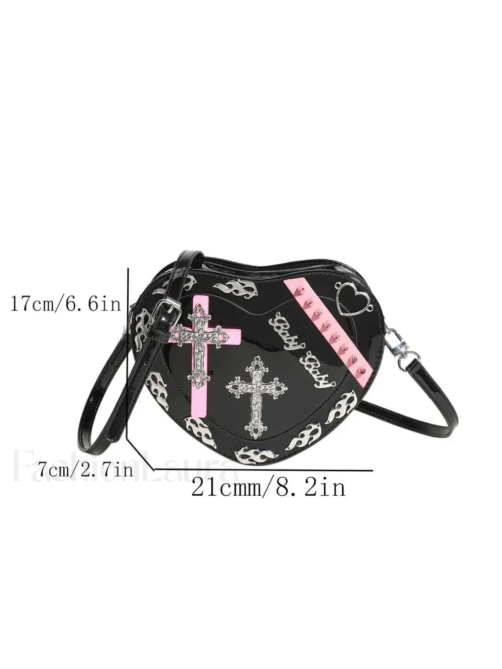 Y2K Cross Pattern Colorful Trendy Mini PU Punk Coffin Gothic Shape Bag Black