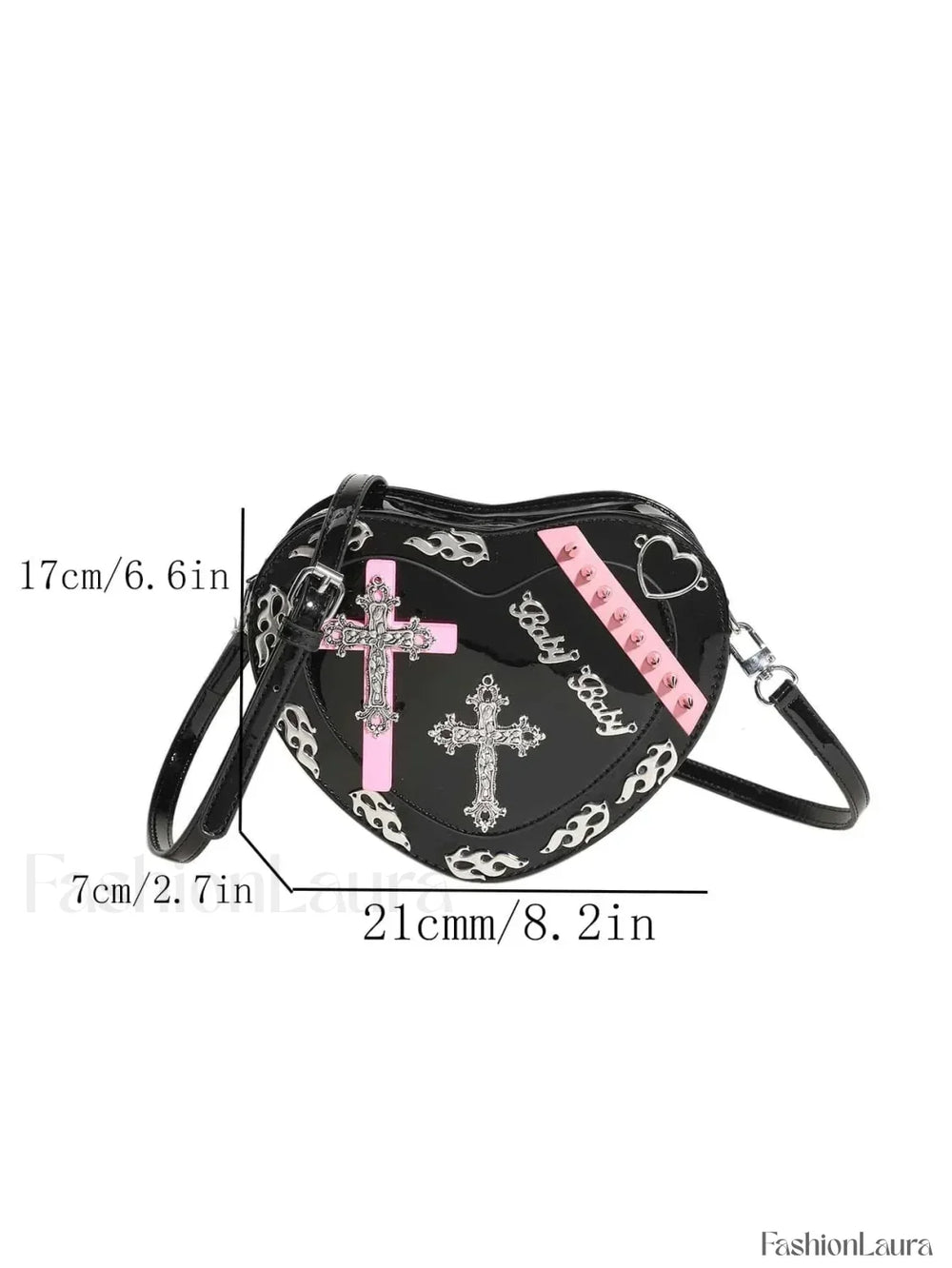 Y2K Cross Pattern Colorful Trendy Mini PU Punk Coffin Gothic Shape Bag Black