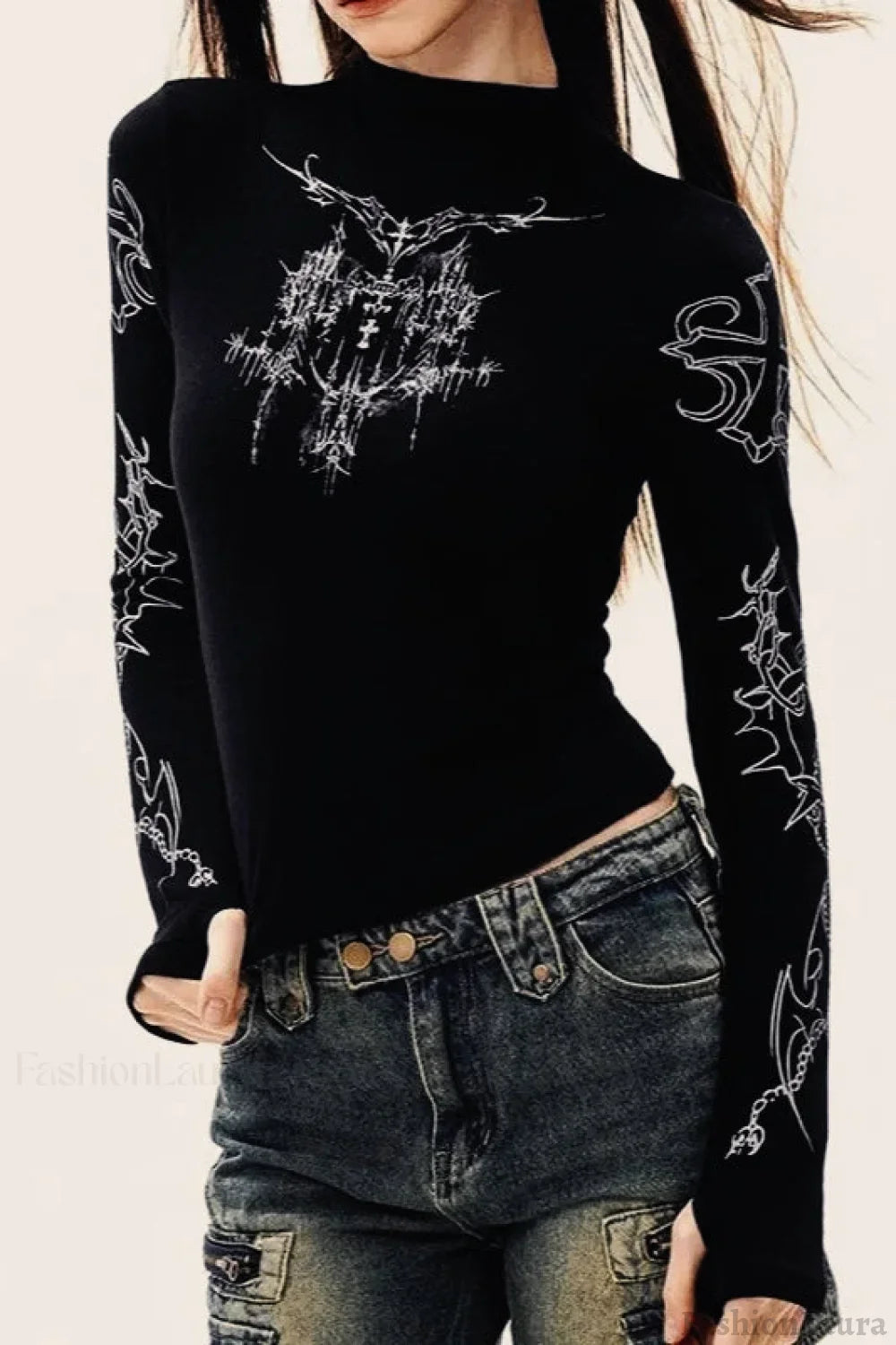 Y2K High Neck T-Shirt