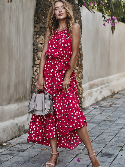 Priscilla Summer Polka-Dot Long Dress