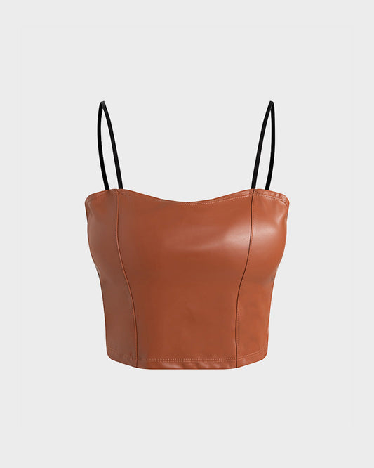 PU Leather Umber Cami Top