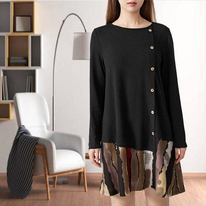 Casual Patchwork Printed Dress Black best Best Sellings casual dresses clothes Plus Size Sale short dresses Topseller