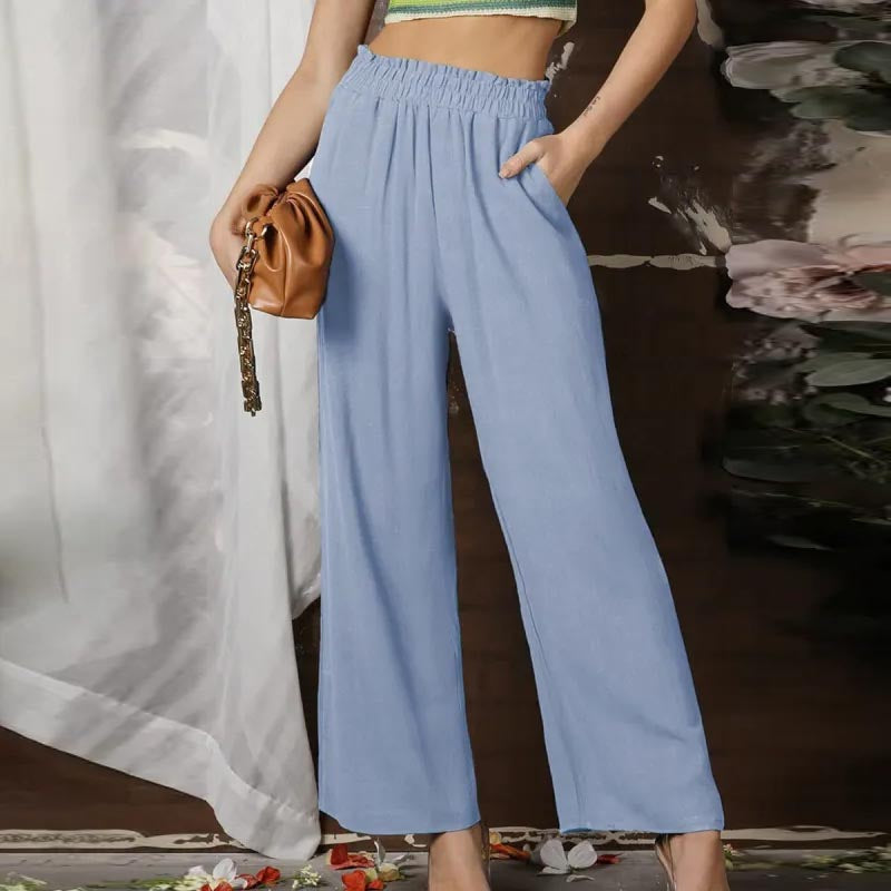 Solid Wide Leg Pants Light Blue best Best Sellings bottoms clothes pants Plus Size Sale Topseller