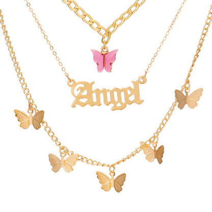 Casual Butterfly Patchwork Chains Necklaces