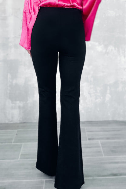 Black Split Front Flare Bottom Pants