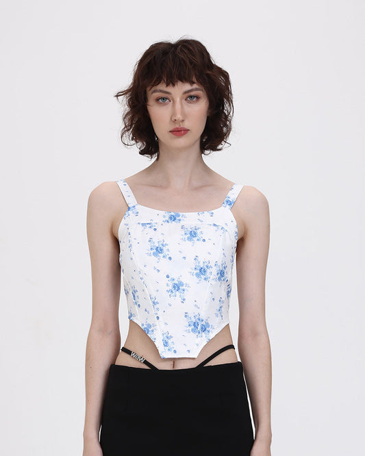 Floral Blue-quet Corset Top